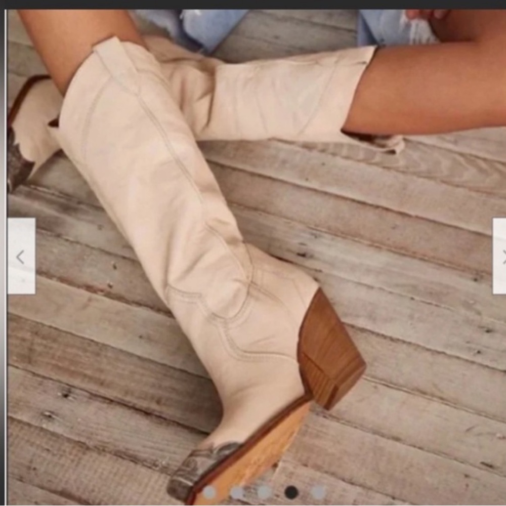 Brayden Tall Boots in Cream - Picture 2 of 7